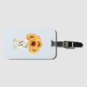 水の色素朴ひまわり花束のメイスンジャー ラゲッジタグ (正面横)