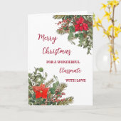 水の色素朴クラスメイトMerry Christmas カード (黄色い花)