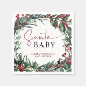 水の色素朴クリスマスサンタ赤ちゃんシャワー スタンダードカクテルナプキン (正面)