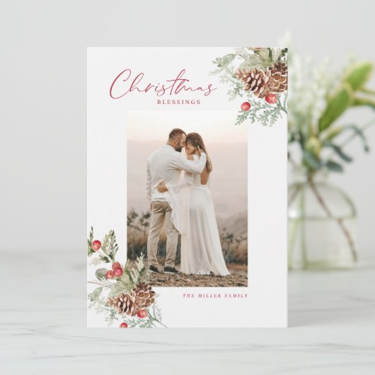 水の色素朴クリスマス恵みフォトカード シーズンカード (スタンド正面)