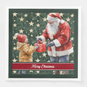 水の色素朴サンタクロースディナーナプキンズ (正面)