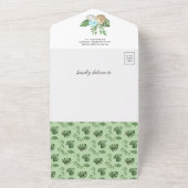 水の色素朴ジャングルかわいい恐竜の赤ちゃんシャワー オールインワン招待状 (外側)