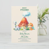 水の色素朴ジャングルかわいい恐竜の赤ちゃんシャワー 招待状 (スタンド正面)