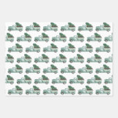 水の色素朴ティール(緑がかった色)クリスマストラック ラッピングペーパーシート (正面2)