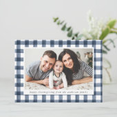 水の色素朴ネイビープレイド写真サンクスギビング シーズンカード (スタンド正面)