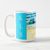 水の色素朴ビーチシーシェルモノグラム コーヒーマグカップ (左)