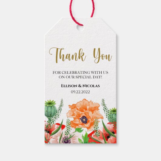 水の色素朴フローラありがとうギフトラベル ギフトタグ (正面)