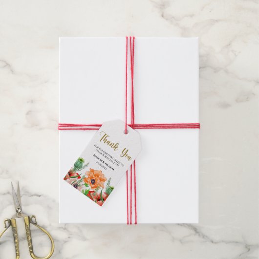 水の色素朴フローラありがとうギフトラベル ギフトタグ (より糸付き)