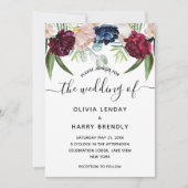 水の色素朴フローラエレガントな結婚式 招待状 (正面)