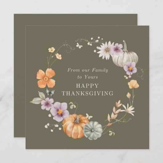 水の色素朴フローラハッピーサンクスギビングカード シーズンカード (正面/裏面)