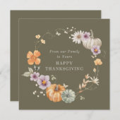 水の色素朴フローラハッピーサンクスギビングカード シーズンカード (正面/裏面)