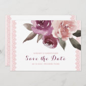 水の色素朴フローラレースは日付を保存 セーブザデート (正面/裏面)