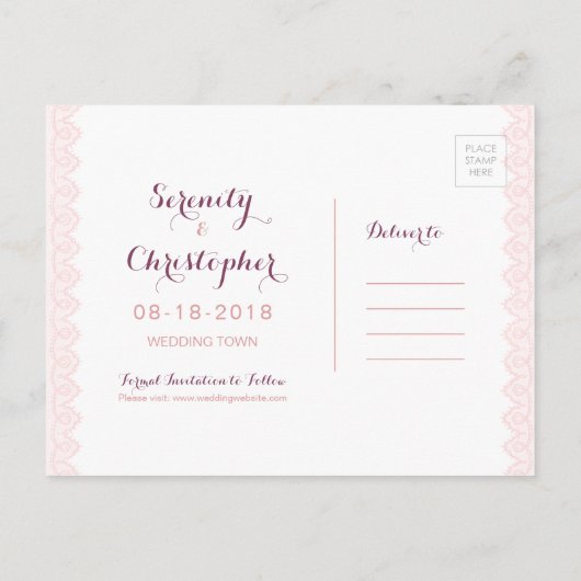 水の色素朴フローラレースは日付を保存 案内ポストカード (裏面)