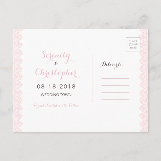 水の色素朴フローラレースは日付を保存 案内ポストカード (裏面)