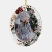 水の色素朴フローラ写真と年の休日 セラミックオーナメント (右)