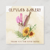 水の色素朴ベーカリーありがとう注文Qrコード スクエア名刺 (正面)