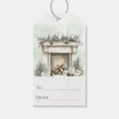 水の色素朴ホリデーコージー暖炉クリスマス ギフトタグ (正面)