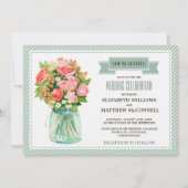 水の色素朴メイスンジャー結婚フローラ 招待状 (正面)