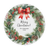 水の色素朴リースメリークリスマス カッティングボード (正面)