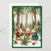 水の色素朴冬の松の木キャロリング シーズンカード (正面/裏面)