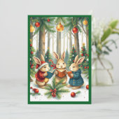 水の色素朴冬の松の木キャロリング シーズンカード (スタンド正面)