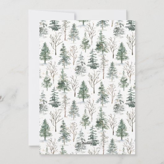 水の色素朴冬の松の森のクリスマス シーズンカード (裏面)