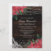 水の色素朴冬ポインセチア21歳の誕生日 招待状 (正面)