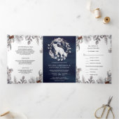 水の色素朴北極キツネ3 in 1冬の結婚式 三つ折り招待状 (内部)