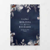 水の色素朴北極キツネ3 in 1冬の結婚式 三つ折り招待状 (カバー)