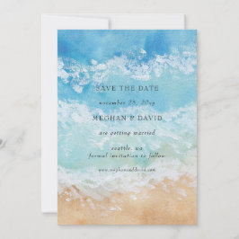 水の色素朴夏の海のビーチ日付を保存 招待状