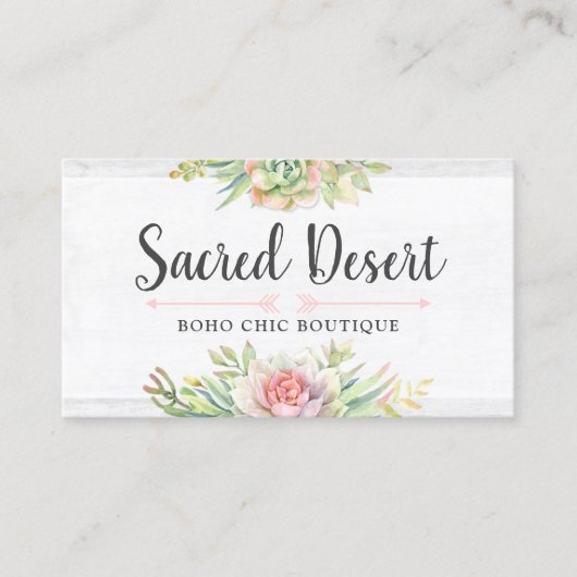 水の色素朴多肉砂漠サボホ 名刺 (正面)