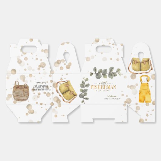 水の色素朴小さな漁師の赤ちゃんシャワー フェイバーボックス (見開き)