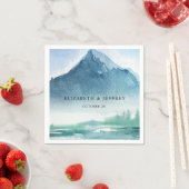 水の色素朴山の松の冬の結婚式ナ スタンダードカクテルナプキン (インサイチュ)