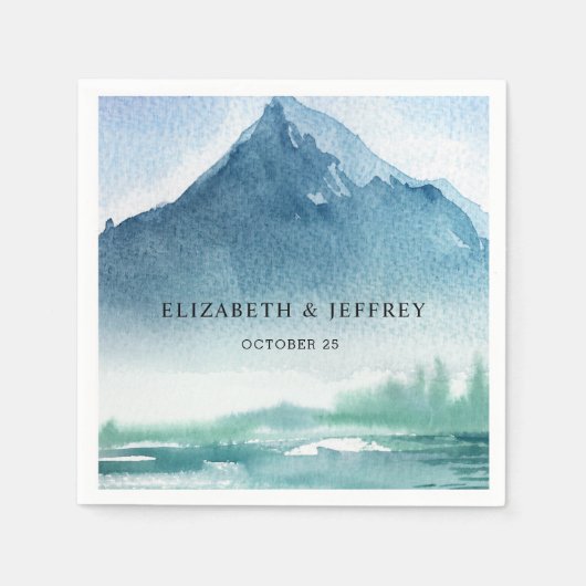 水の色素朴山の松の冬の結婚式ナ スタンダードカクテルナプキン (正面)