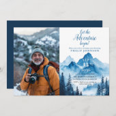 水の色素朴山の退職パーティー写真 招待状 (正面/裏面)