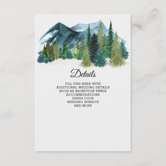 水の色素朴山松冬の結婚式 エンクロージャーカード (正面)