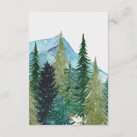 水の色素朴山松冬の結婚式 エンクロージャーカード (裏面)