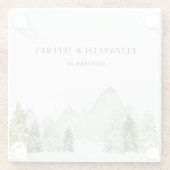 水の色素朴山松冬の結婚式 ガラスコースター (裏面)