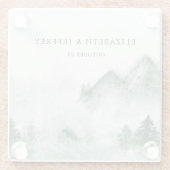 水の色素朴山松冬の結婚式 ガラスコースター (裏面)