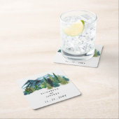 水の色素朴山松冬の結婚式 スクエアペーパーコースター (インサイチュ)