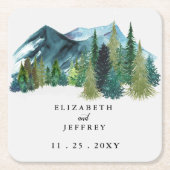 水の色素朴山松冬の結婚式 スクエアペーパーコースター (正面)