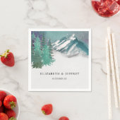 水の色素朴山松冬の結婚式 スタンダードカクテルナプキン (インサイチュ)