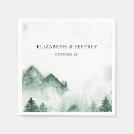 水の色素朴山松冬の結婚式 スタンダードカクテルナプキン