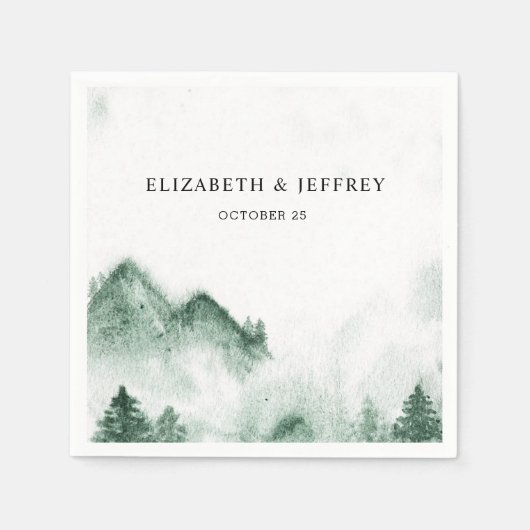 水の色素朴山松冬の結婚式 スタンダードカクテルナプキン (正面)