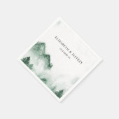 水の色素朴山松冬の結婚式 スタンダードカクテルナプキン (角)