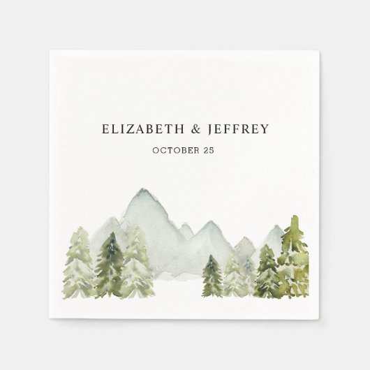 水の色素朴山松冬の結婚式 スタンダードカクテルナプキン (正面)