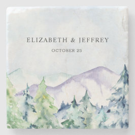 水の色素朴山松冬の結婚式 ストーンコースター