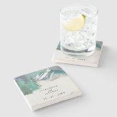 水の色素朴山松冬の結婚式 ストーンコースター (横)