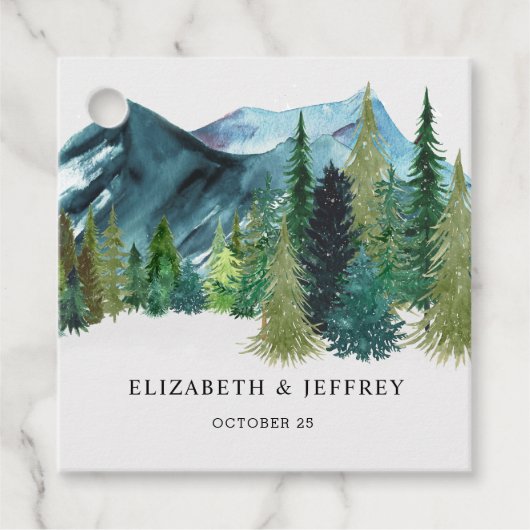 水の色素朴山松冬の結婚式 フェイバータグ (正面)