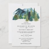 水の色素朴山松冬の結婚式 招待状 (正面)